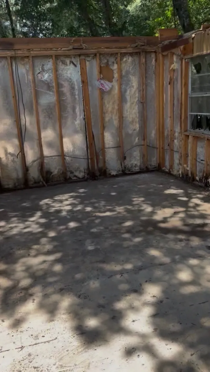 Stripped interior after demolition cleanup