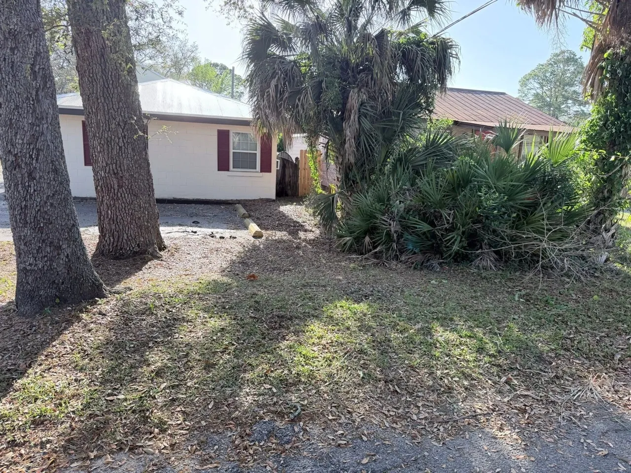 Cleared yard after debris removal